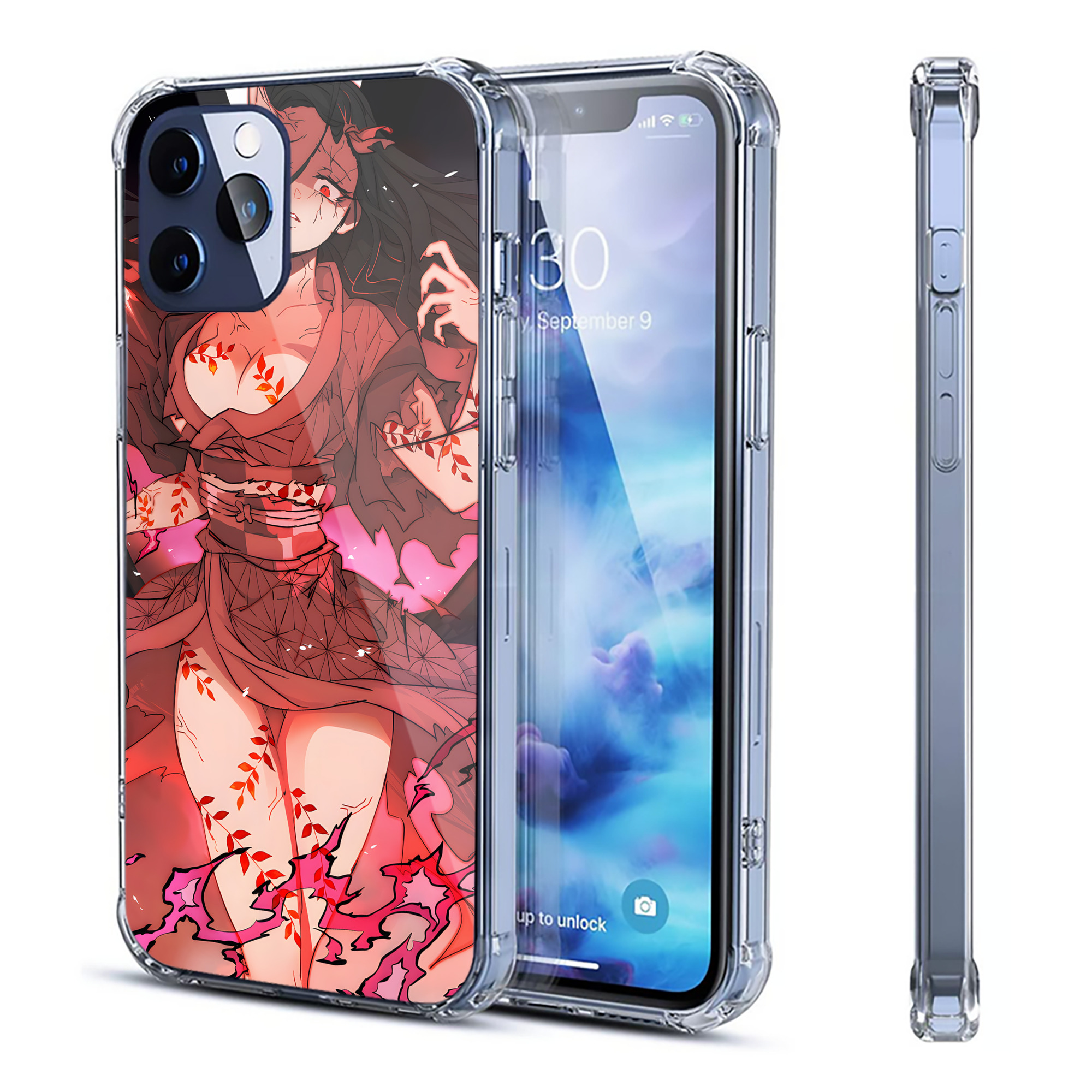 （画像用） 鬼滅の刃（きめつのやいば）竈門 禰󠄀豆子／かまど ねずこ Kamado Nezuko 【iPhone 12シリーズ対応】透明スマホケース（クリアソフトケース）
